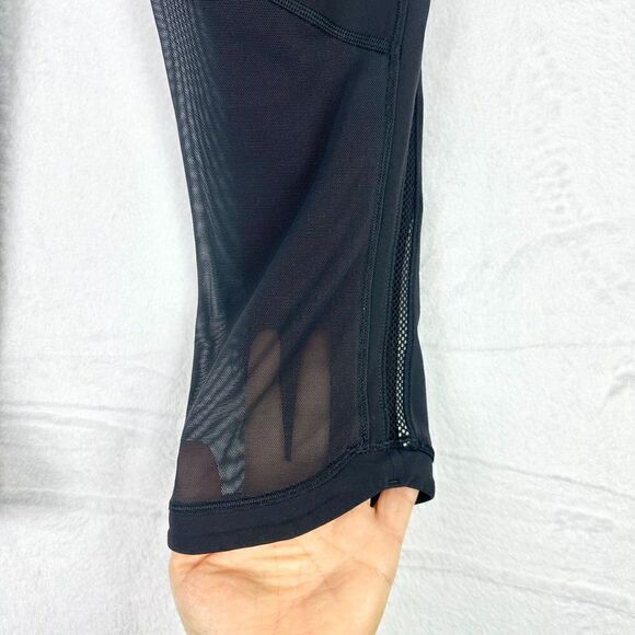 Lululemon Vent Mesh Reflective Crop Leggings Size 8 Black Running Athletic - Picture 5 of 7